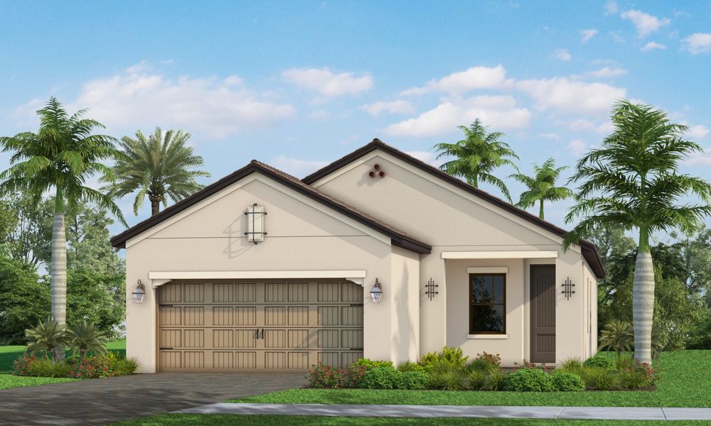 Representative exterior photo of a completed home built from the Imagination 2 by Neal Communities in SkySail, Naples, FL (Image 18).