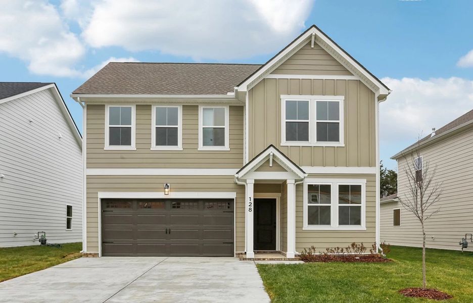 Front exterior of a new home in Ascent at Arbor Ridge, La Vergne, TN, highlighting curb appeal (Image 1). Front exterior of a new home in Ascent at Arbor Ridge, La Vergne, TN, highlighting curb appeal (Image 1).