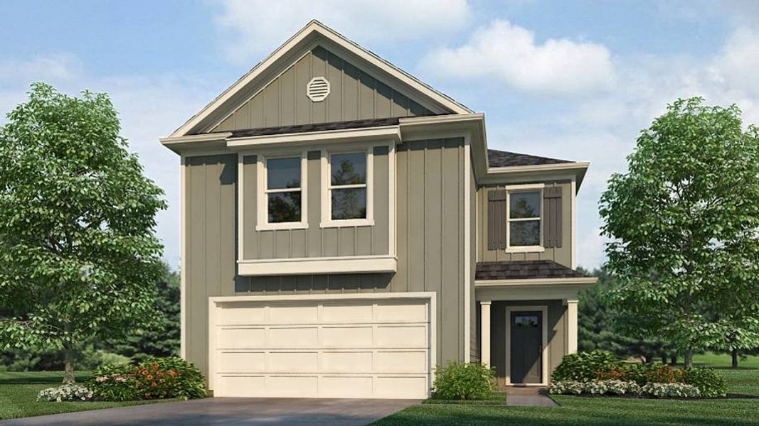 Representative exterior photo of a completed home built from the The Elston by D.R. Horton in Palm Coast Homesites, Palm Coast, FL (Image 2).