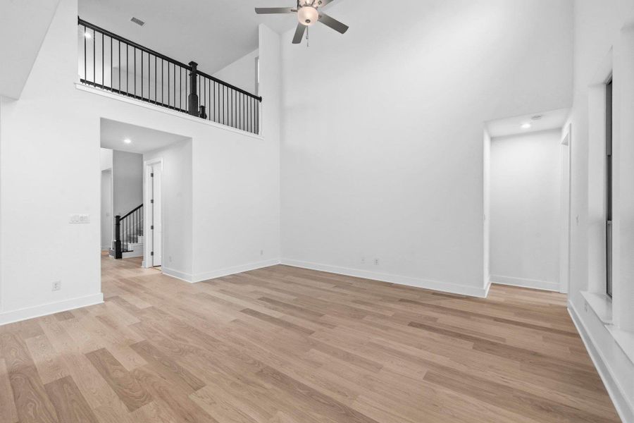 Family Room with soaring ceiling
