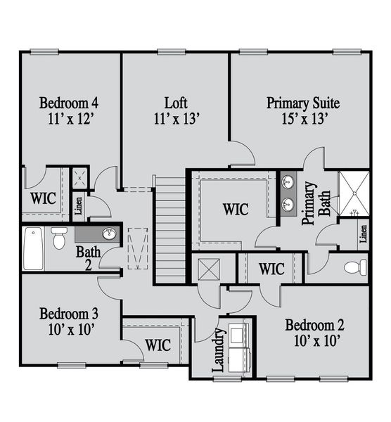 2D floor plan layout of this home in Maddox Landing, Hoschton, GA (Image 3).