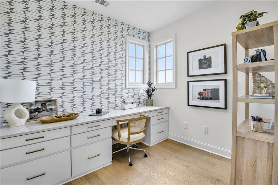 Furnished interior view inside a new home in Laurel View, Suwanee (Image 46). Furnished interior view inside a new home in Laurel View, Suwanee (Image 46).