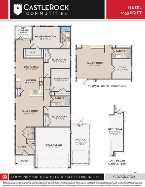2D floor plan layout for the Hazel by CastleRock Communities in Cool Water, Jarrell, TX (Image 3).