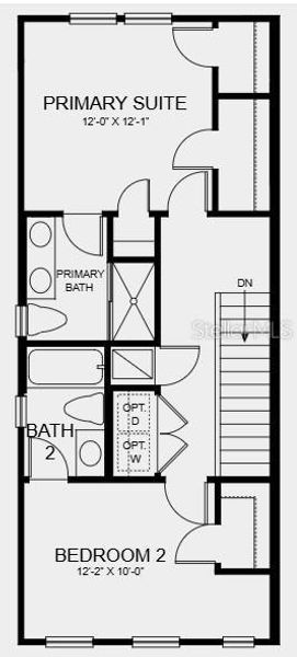 2D floor plan layout of this home in The Townhomes at Skye Ranch, Sarasota, FL (Image 5).
