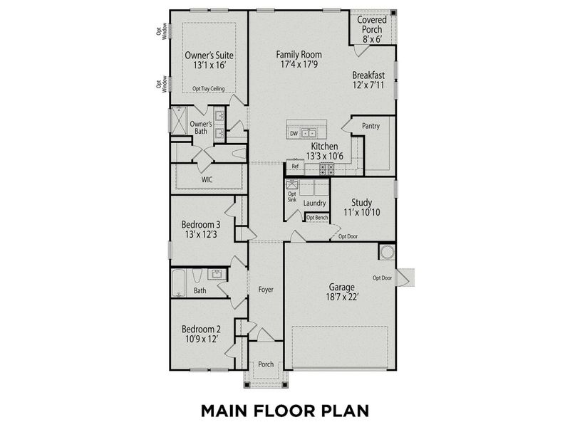 2D floor plan layout for the The Daphne C by Davidson Homes LLC in Woodland Crossing, Zebulon, NC (Image 3).
