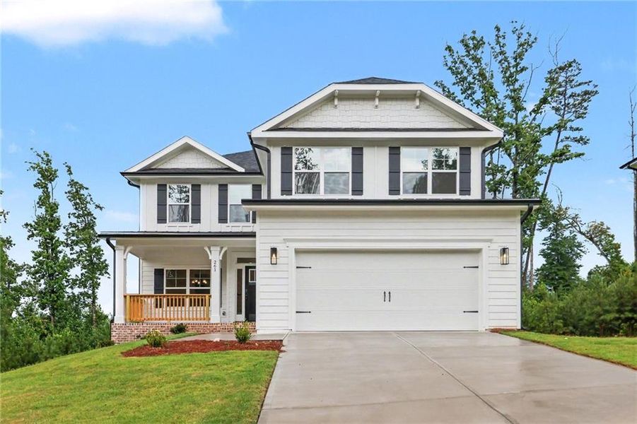 Front exterior of a new home in Thunder Ridge, Dawsonville, GA, highlighting curb appeal (Image 26).