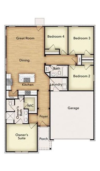2D floor plan layout of this home in Liberty Pointe, Gainesville, TX (Image 5). 2D floor plan layout of this home in Liberty Pointe, Gainesville, TX (Image 5).