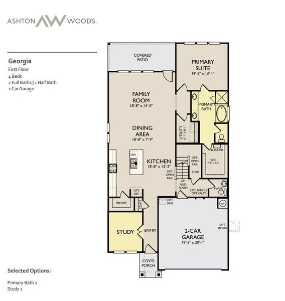 2D floor plan layout of this home in Patterson Ranch, Georgetown, TX (Image 5).