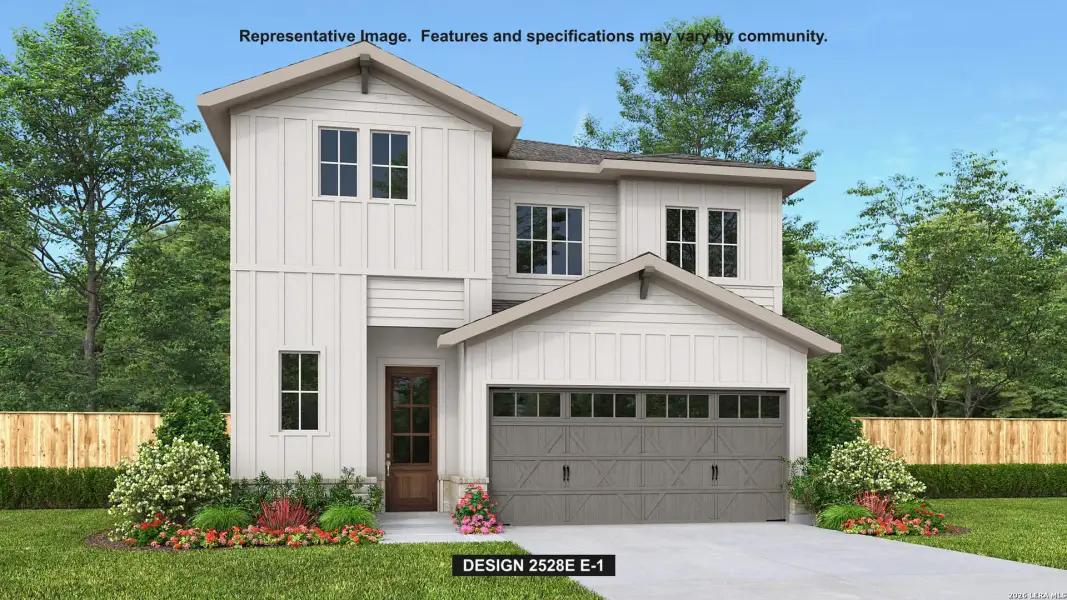 Front exterior of a new home in Solms Landing, New Braunfels, TX, highlighting curb appeal (Image 1). Front exterior of a new home in Solms Landing, New Braunfels, TX, highlighting curb appeal (Image 1).