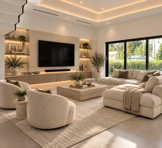 Furnished interior view inside a new home in , Miami (Image 9).