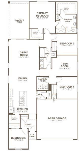 2D floor plan layout for the Sunstone by Richmond American Homes in Entrada del Toro, Sahuarita, AZ (Image 3).
