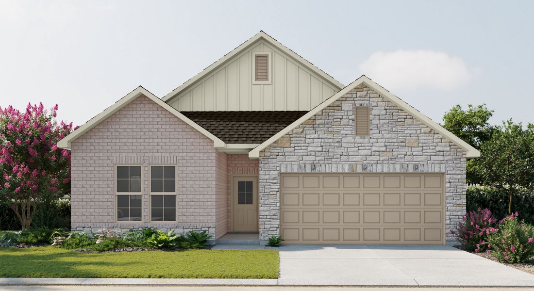 Representative exterior photo of a completed home built from the Trinity IV U by DSLD Homes in Mostyn Springs, Magnolia, TX (Image 1). Representative exterior photo of a completed home built from the Trinity IV U by DSLD Homes in Mostyn Springs, Magnolia, TX (Image 1).