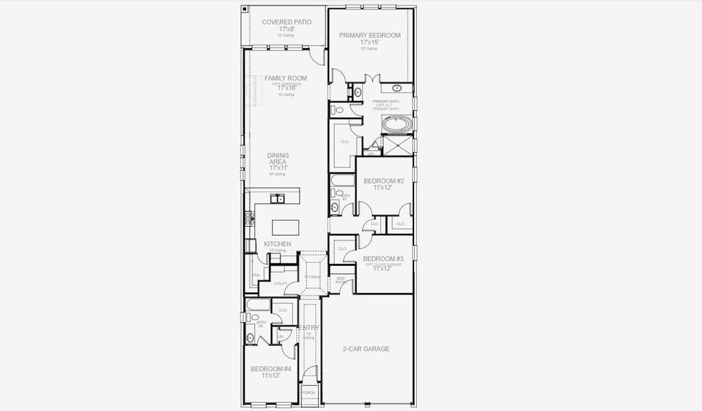 2D floor plan layout for the 2169W by Perry Homes in Lakes of Cane Island, Katy, TX (Image 5). 2D floor plan layout for the 2169W by Perry Homes in Lakes of Cane Island, Katy, TX (Image 5).