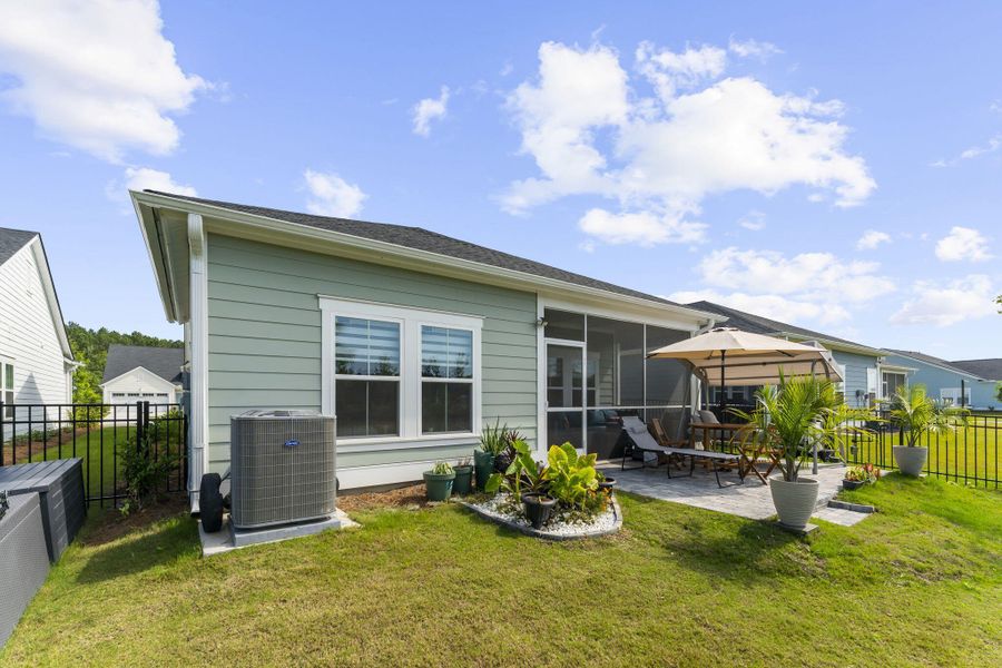 Exterior details and patio area of a home in Horizons at Carnes Crossroads | 55+, Summerville (Image 4).