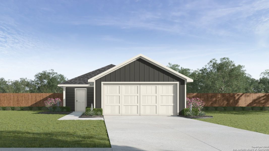 Front exterior of a new home in Swenson Heights, Seguin, TX, highlighting curb appeal (Image 1). Front exterior of a new home in Swenson Heights, Seguin, TX, highlighting curb appeal (Image 1).