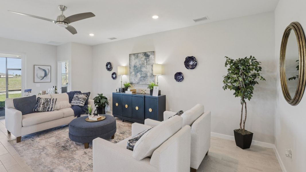 Furnished interior view inside a new home in Palmetto Landing at Babcock Ranch - Tradition, Punta Gorda (Image 5). Furnished interior view inside a new home in Palmetto Landing at Babcock Ranch - Tradition, Punta Gorda (Image 5).