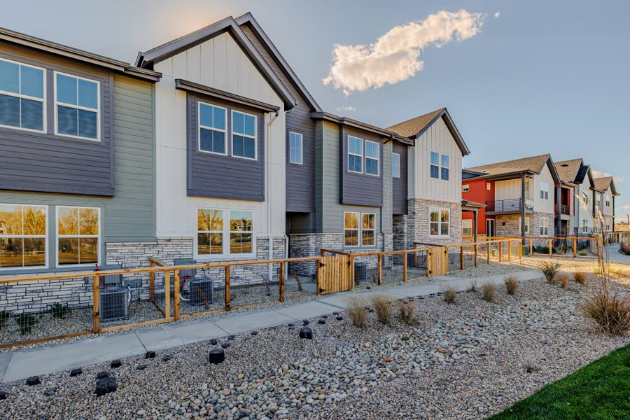 Front exterior of a new home in Arras Park, Thornton, CO, highlighting curb appeal (Image 2).