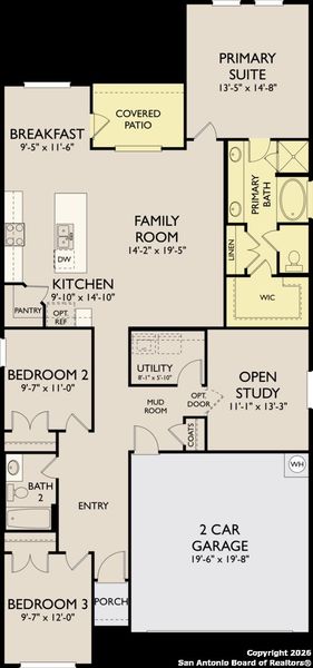 2D floor plan layout of this home in Hennersby Hollow, San Antonio, TX (Image 5).