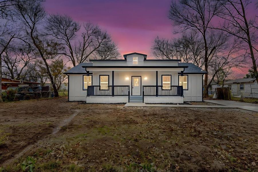 Contemporary home with a porch