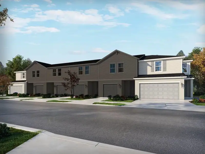 Front exterior of a new home in Cagan Crossings West, Clermont, FL, highlighting curb appeal (Image 1). Front exterior of a new home in Cagan Crossings West, Clermont, FL, highlighting curb appeal (Image 1).