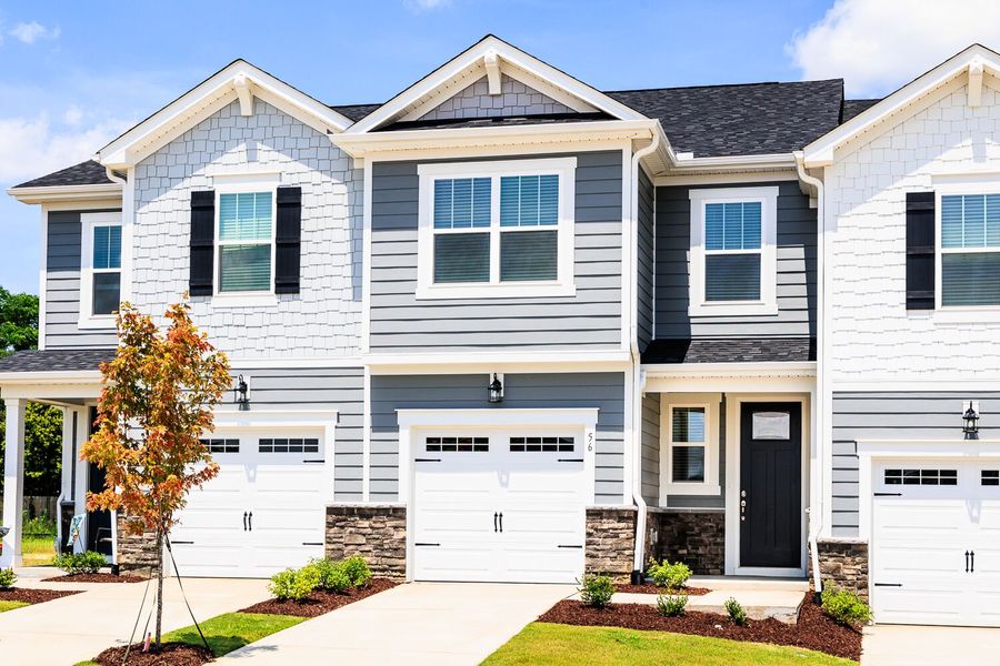 Front exterior of a new home in Vaughan Farms, Angier, NC, highlighting curb appeal (Image 18).