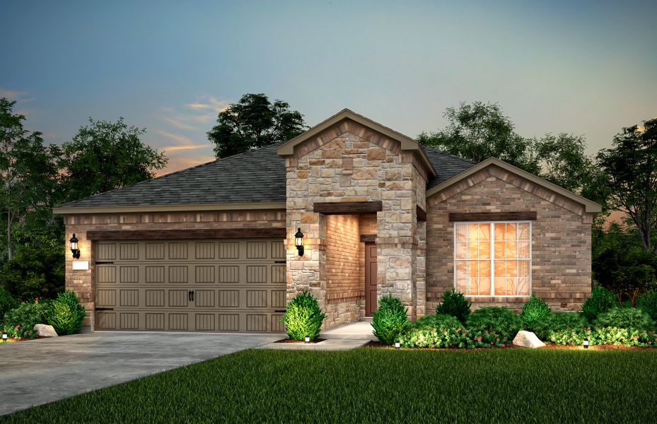 The Emory, a one-story home with 2-car garage, shown with Home Exterior 34