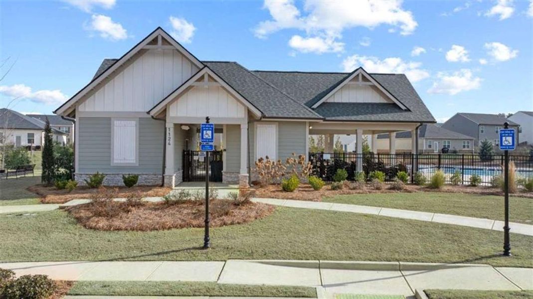 Front exterior of a new home in The Reserve at Calcutta, Stockbridge, GA, highlighting curb appeal (Image 2).