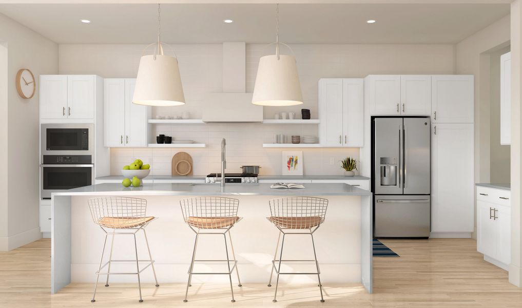Kitchen with pendant lighting