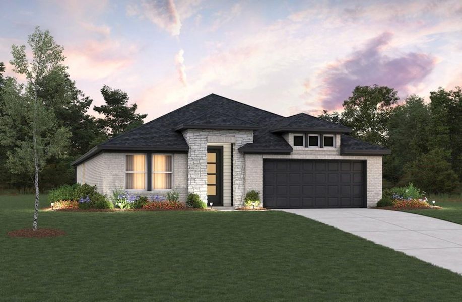 Front exterior of a new home in Laurel Landing: Landmark Collection, Alvin, TX, highlighting curb appeal (Image 1).