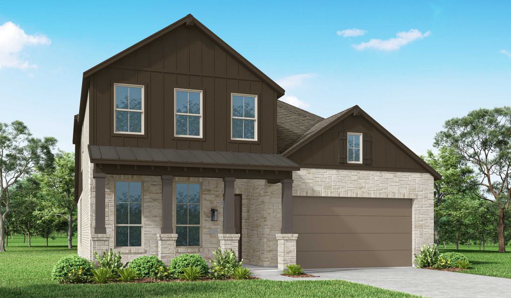 Representative exterior photo of a completed home built from the Waverley Plan by Highland Homes in Walsh: Artisan Series - 50' lots, Aledo, TX (Image 15).