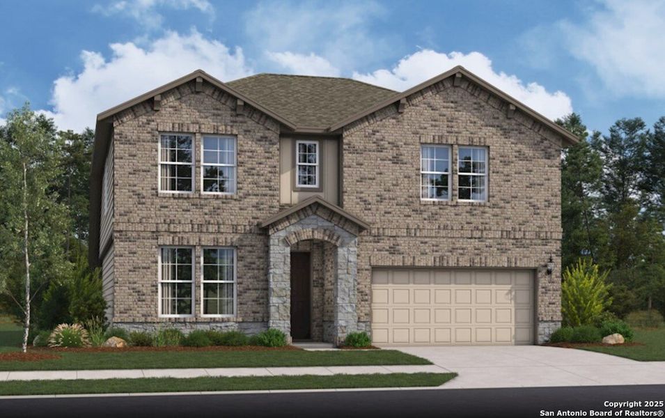 Front exterior of a new home in Parklands Estates, Marion, TX, highlighting curb appeal (Image 1).