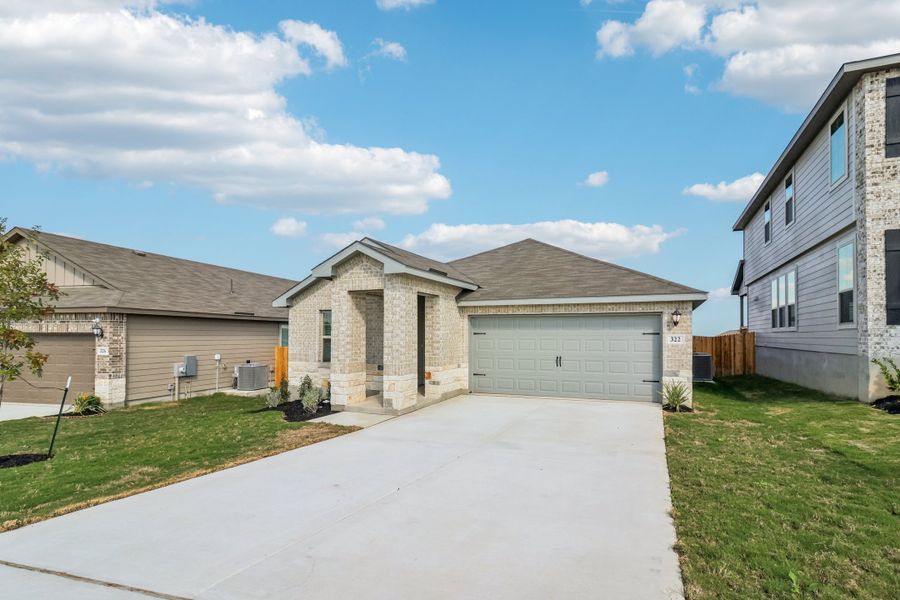 Front exterior of the Briscoe floorplan at a Meritage Homes community.