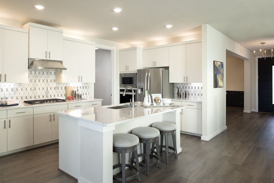 Representative furnished interior of a home built from the Quinley by Scott Felder Homes in Prominence, San Antonio (Image 16).
