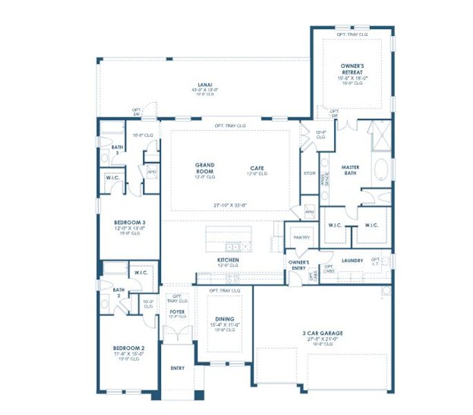 2D floor plan layout for the Cedar Key I by Homes by WestBay in Oakfield, Parrish, FL (Image 3).