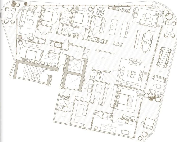 2D floor plan layout for the PH 3004 by Fortune International Group in The Ritz-Carlton Residences, Pompano Beach - The Beach Tower, Pompano Beach, FL (Image 1).
