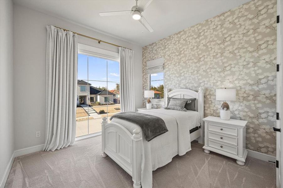 Gorgeous auxiliary bedroom opens onto full bath