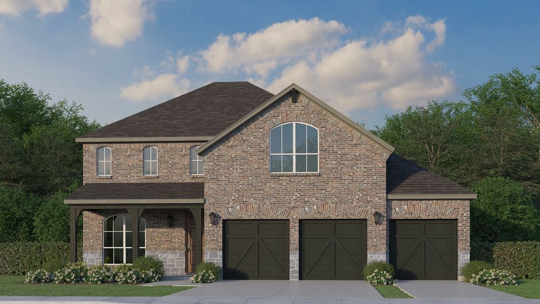 Plan 1542 Elevation A with Stone 3 Car Garage Plan 1542 Elevation A with Stone 3 Car Garage