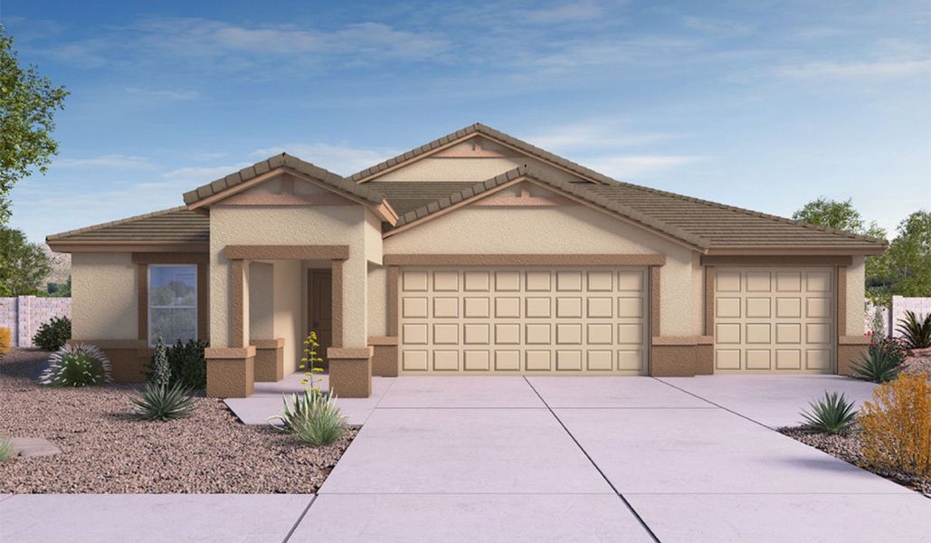 Representative exterior photo of a completed home built from the Garland by D.R. Horton in Saguaro Bloom, Marana, AZ (Image 15).