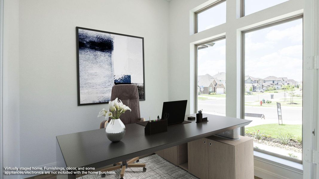 Office area featuring a residential view Office area featuring a residential view