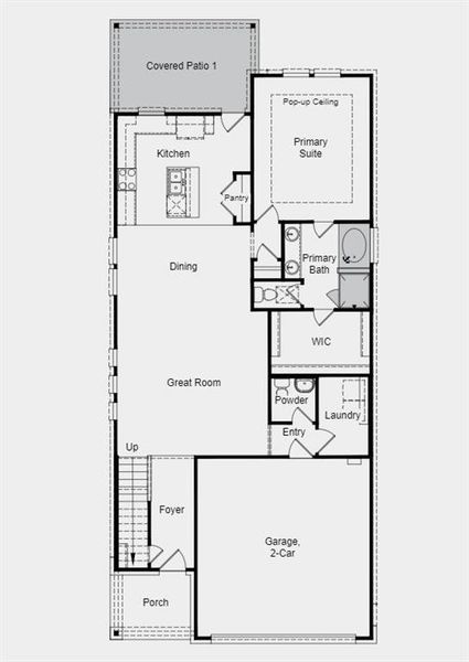 Structural options include: slide in tub, covered outdoor living, and gas drop for future outdoor grill.