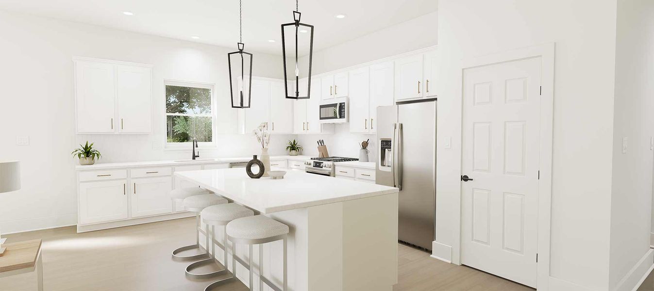 Representative furnished interior of a home built from the The Cherry Blossom by David Weekley Homes in Flat Creek, Castroville (Image 5). Representative furnished interior of a home built from the The Cherry Blossom by David Weekley Homes in Flat Creek, Castroville (Image 5).