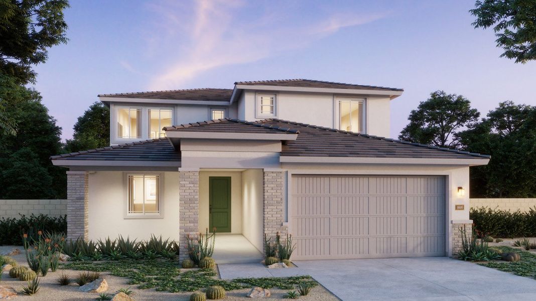 Representative exterior photo of a completed home built from the Plan 4005 by New Home Co. in Teravalis, Buckeye, AZ (Image 1).