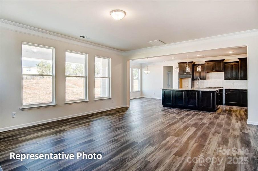 Kitchen will have white surround cabinets with gray island