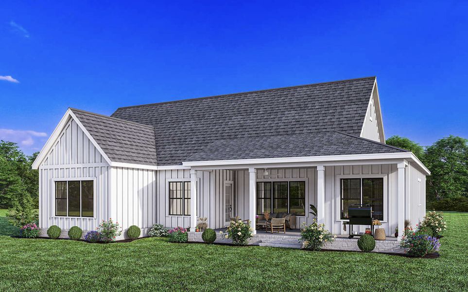 Representative exterior photo of a completed home built from the Thatcher by Zeal Home Builders in Monarch Manor, Poolville, TX (Image 20). Representative exterior photo of a completed home built from the Thatcher by Zeal Home Builders in Monarch Manor, Poolville, TX (Image 20).