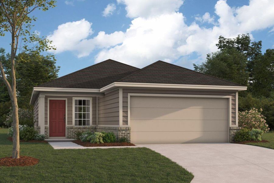 Front exterior of a new home in Ambrose, La Marque, TX, highlighting curb appeal (Image 1). Front exterior of a new home in Ambrose, La Marque, TX, highlighting curb appeal (Image 1).