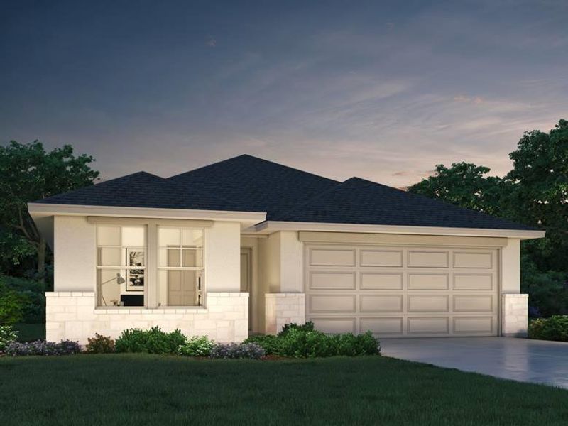 Front exterior of a new home in Eastern Wells, Jarrell, TX, highlighting curb appeal (Image 1). Front exterior of a new home in Eastern Wells, Jarrell, TX, highlighting curb appeal (Image 1).