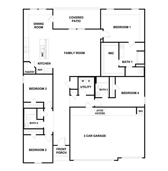 2D floor plan layout for the The Fairfield by D.R. Horton in Watermill, Uhland, TX (Image 3). 2D floor plan layout for the The Fairfield by D.R. Horton in Watermill, Uhland, TX (Image 3).