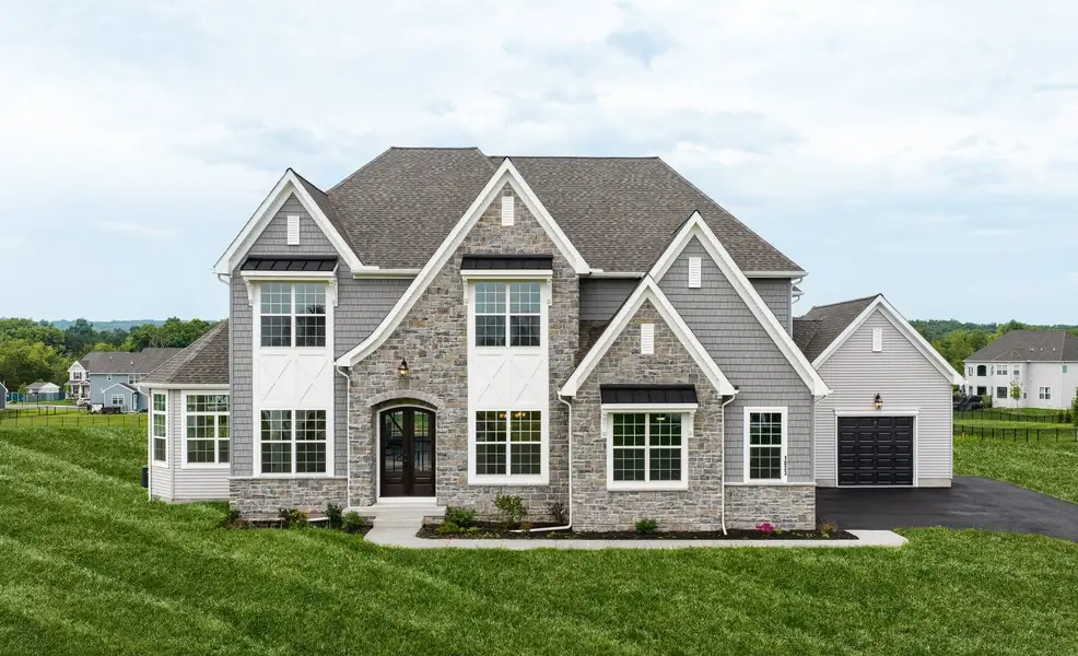 Representative exterior photo of a completed home built from the Devonshire by Keystone Custom Homes in Windermere Farms, Waxhaw, NC (Image 30). Representative exterior photo of a completed home built from the Devonshire by Keystone Custom Homes in Windermere Farms, Waxhaw, NC (Image 30).