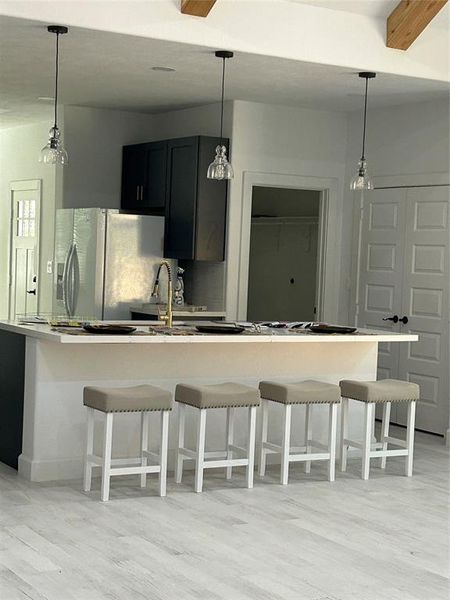 Extra large kitchen island with quartz countertops, ready to share your family's favorite meals