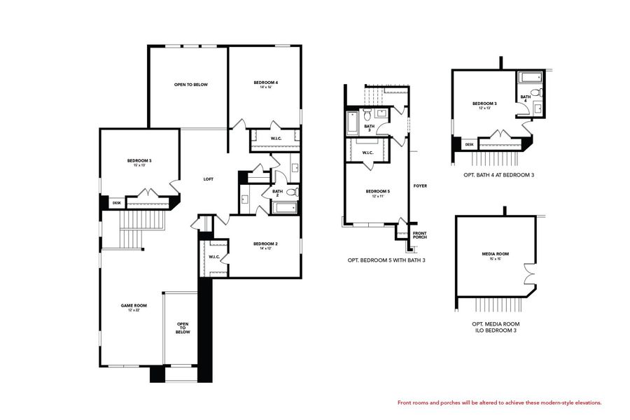 2D floor plan layout for the Elm by DRB Homes in Preserve at Lakeside Meadows, Pflugerville, TX (Image 4).